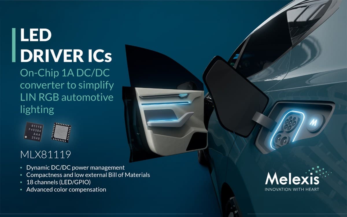Melexis Integrates On-Chip DC/DC Power to Simplify LIN RGB Automotive Lighting
