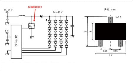 TOSHIBA 60V N-Channel High Voltage Power Mosfet for White LED Strings