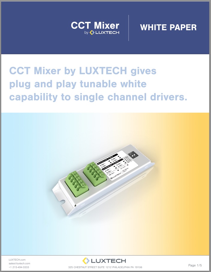 CCT Mixer by LUXTECH Gives Plug and Play Tunable White Capability to Single Channel Drivers