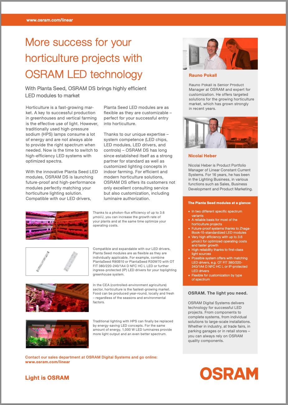 More Lighting Power for Horticulture