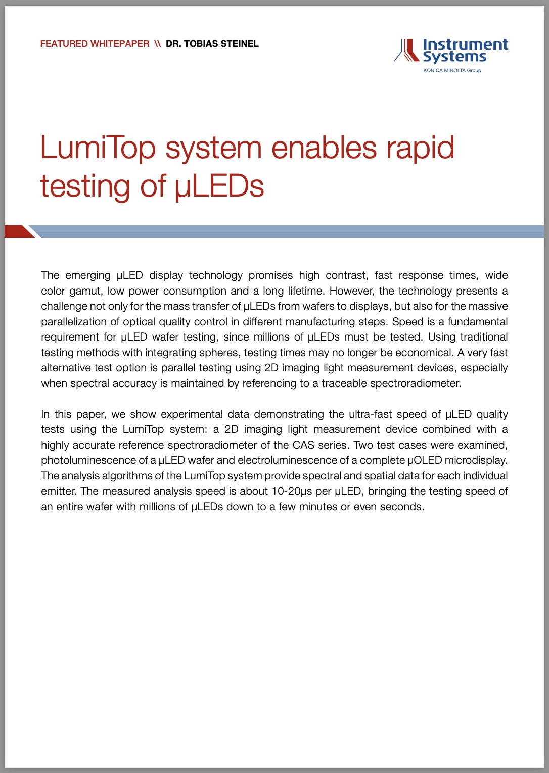 WHITE PAPER: LumiTop System Enables Rapid Testing of μLEDs
