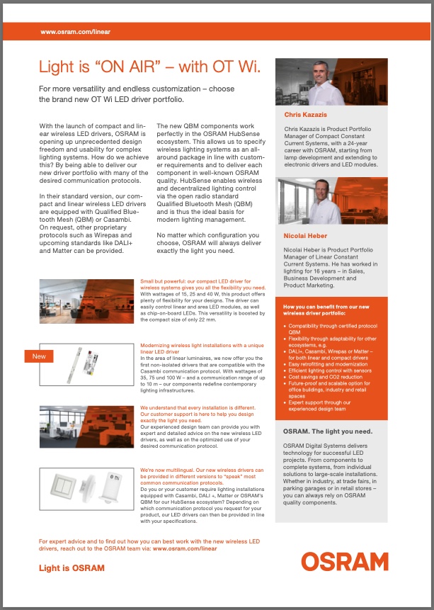 Wireless LED Drivers for Flexible Lighting Solutions